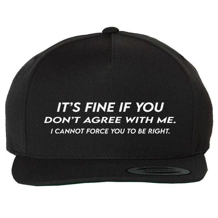 ItS Fine If You DonT Agree With Me Sarcastic Wool Snapback Cap