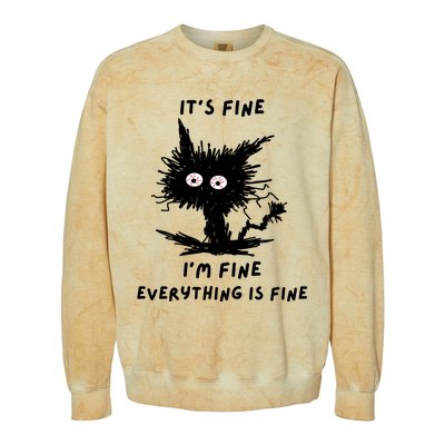 Its Fine IM Fine Funny Coffee Cute Sarcastic Black Cat Colorblast Crewneck Sweatshirt