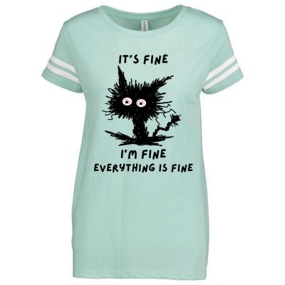 Its Fine IM Fine Funny Coffee Cute Sarcastic Black Cat Enza Ladies Jersey Football T-Shirt