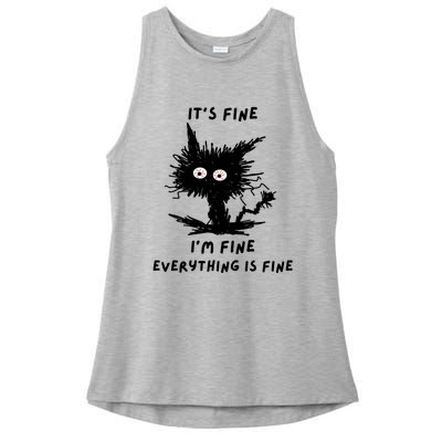 Its Fine IM Fine Funny Coffee Cute Sarcastic Black Cat Ladies PosiCharge Tri-Blend Wicking Tank