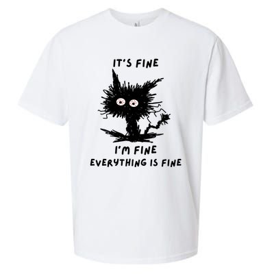 Its Fine IM Fine Funny Coffee Cute Sarcastic Black Cat Sueded Cloud Jersey T-Shirt