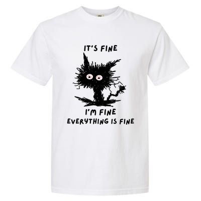 Its Fine IM Fine Funny Coffee Cute Sarcastic Black Cat Garment-Dyed Heavyweight T-Shirt