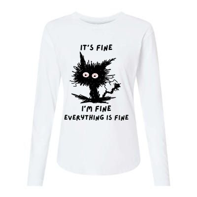 Its Fine IM Fine Funny Coffee Cute Sarcastic Black Cat Womens Cotton Relaxed Long Sleeve T-Shirt