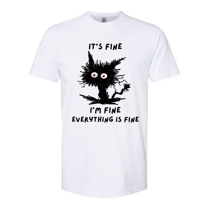 Its Fine IM Fine Funny Coffee Cute Sarcastic Black Cat Softstyle CVC T-Shirt