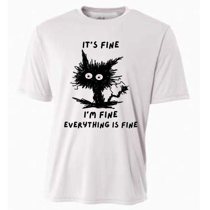 Its Fine IM Fine Funny Coffee Cute Sarcastic Black Cat Cooling Performance Crew T-Shirt