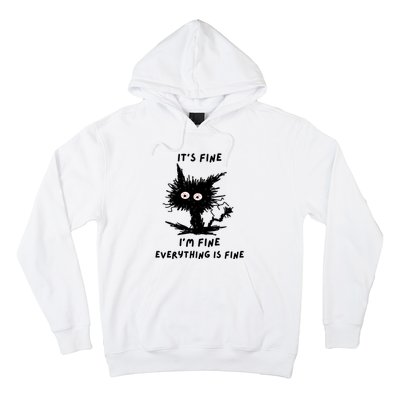 Its Fine IM Fine Funny Coffee Cute Sarcastic Black Cat Hoodie