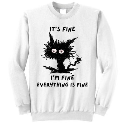 Its Fine IM Fine Funny Coffee Cute Sarcastic Black Cat Sweatshirt