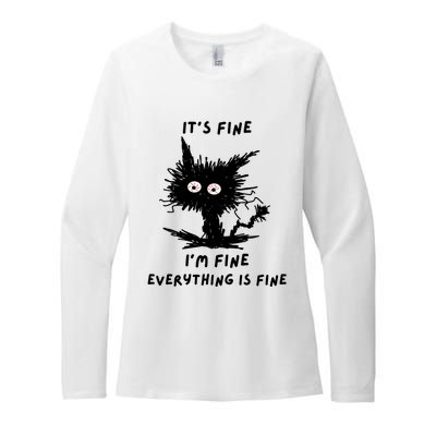 Its Fine IM Fine Funny Coffee Cute Sarcastic Black Cat Womens CVC Long Sleeve Shirt