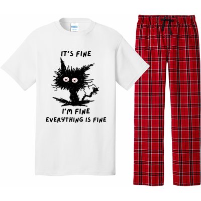 Its Fine IM Fine Funny Coffee Cute Sarcastic Black Cat Pajama Set