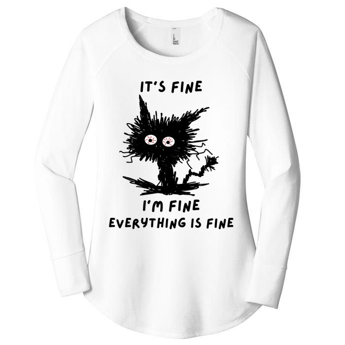 Its Fine IM Fine Funny Coffee Cute Sarcastic Black Cat Women's Perfect Tri Tunic Long Sleeve Shirt