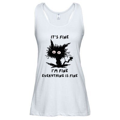 Its Fine IM Fine Funny Coffee Cute Sarcastic Black Cat Ladies Essential Flowy Tank