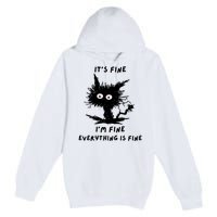 Its Fine IM Fine Funny Coffee Cute Sarcastic Black Cat Premium Pullover Hoodie