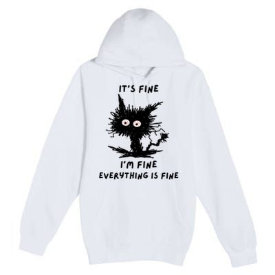 Its Fine IM Fine Funny Coffee Cute Sarcastic Black Cat Premium Pullover Hoodie