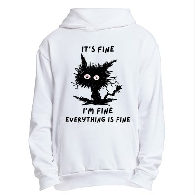 Its Fine IM Fine Funny Coffee Cute Sarcastic Black Cat Urban Pullover Hoodie