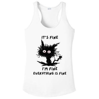 Its Fine IM Fine Funny Coffee Cute Sarcastic Black Cat Ladies PosiCharge Competitor Racerback Tank