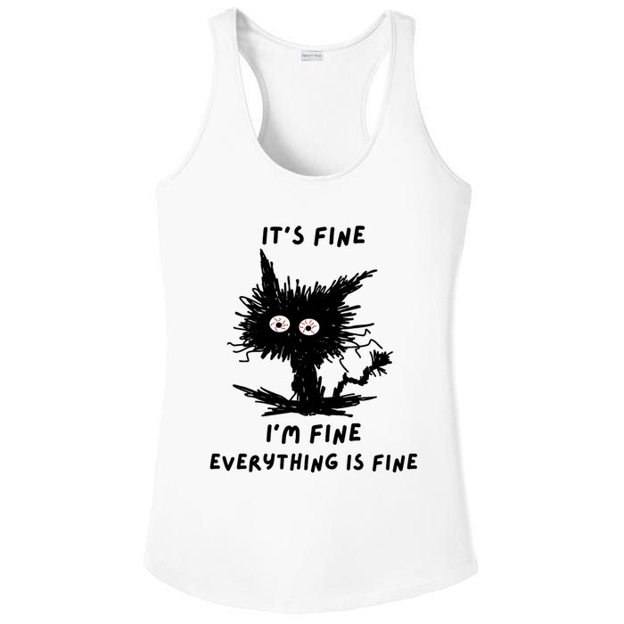 Its Fine IM Fine Funny Coffee Cute Sarcastic Black Cat Ladies PosiCharge Competitor Racerback Tank