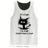 Its Fine IM Fine Funny Coffee Cute Sarcastic Black Cat Mesh Reversible Basketball Jersey Tank