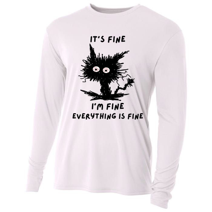 Its Fine IM Fine Funny Coffee Cute Sarcastic Black Cat Cooling Performance Long Sleeve Crew