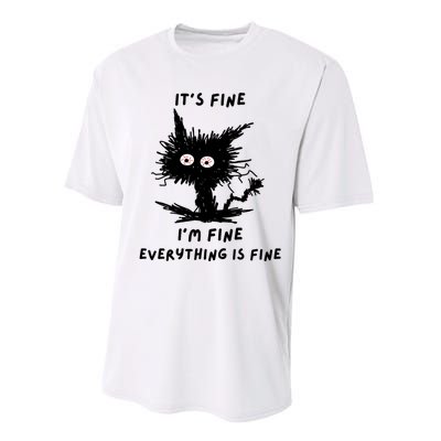 Its Fine IM Fine Funny Coffee Cute Sarcastic Black Cat Performance Sprint T-Shirt