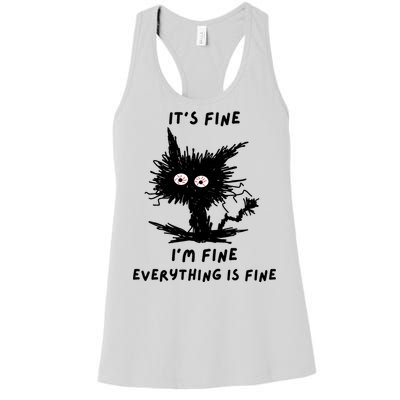 Its Fine IM Fine Funny Coffee Cute Sarcastic Black Cat Women's Racerback Tank