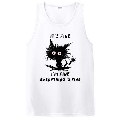 Its Fine IM Fine Funny Coffee Cute Sarcastic Black Cat PosiCharge Competitor Tank