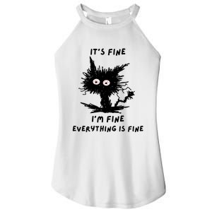 Its Fine IM Fine Funny Coffee Cute Sarcastic Black Cat Women's Perfect Tri Rocker Tank