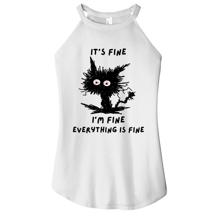 Its Fine IM Fine Funny Coffee Cute Sarcastic Black Cat Women's Perfect Tri Rocker Tank