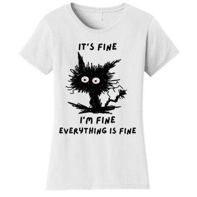 Its Fine IM Fine Funny Coffee Cute Sarcastic Black Cat Women's T-Shirt