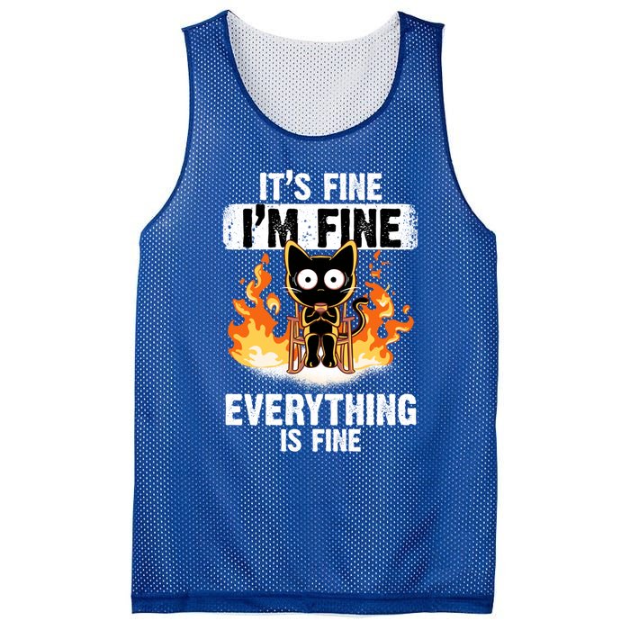 ItS Fine IM Fine Everything Is Fine Black Cat Funny Cat Great Gift Mesh Reversible Basketball Jersey Tank