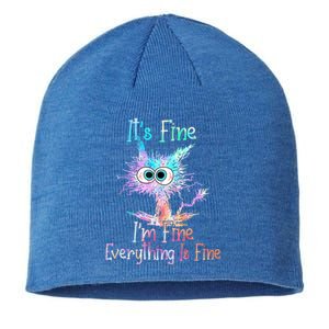 ItS Fine IM Fine Everything Is Fine Meaningful Gift Tie Dye Cat Gift Sustainable Beanie