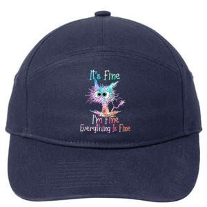 ItS Fine IM Fine Everything Is Fine Meaningful Gift Tie Dye Cat Gift 7-Panel Snapback Hat