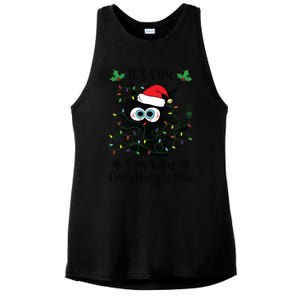 Its Fine Im Fine Everything Is Fine Cat Christmas Lights Ladies PosiCharge Tri-Blend Wicking Tank