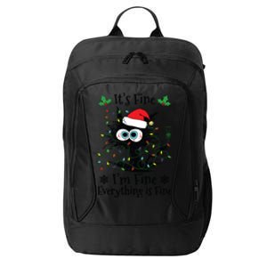 Its Fine Im Fine Everything Is Fine Cat Christmas Lights City Backpack