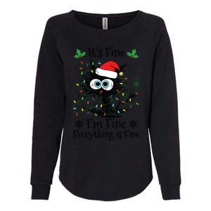 Its Fine Im Fine Everything Is Fine Cat Christmas Lights Womens California Wash Sweatshirt