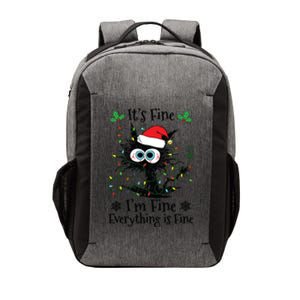 Its Fine Im Fine Everything Is Fine Cat Christmas Lights Vector Backpack