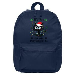 Its Fine Im Fine Everything Is Fine Cat Christmas Lights 16 in Basic Backpack