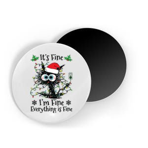 Its Fine Im Fine Everything Is Fine Cat Christmas Lights Magnet