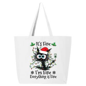 Its Fine Im Fine Everything Is Fine Cat Christmas Lights 25L Jumbo Tote