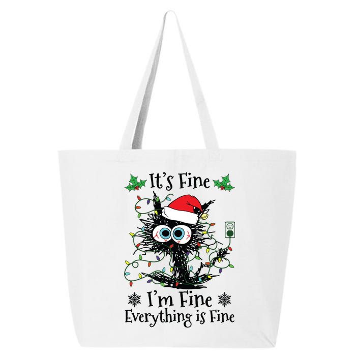 Its Fine Im Fine Everything Is Fine Cat Christmas Lights 25L Jumbo Tote