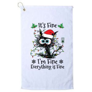 Its Fine Im Fine Everything Is Fine Cat Christmas Lights Platinum Collection Golf Towel