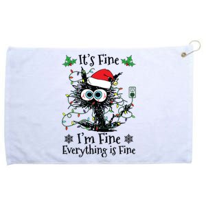 Its Fine Im Fine Everything Is Fine Cat Christmas Lights Grommeted Golf Towel