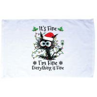 Its Fine Im Fine Everything Is Fine Cat Christmas Lights Microfiber Hand Towel