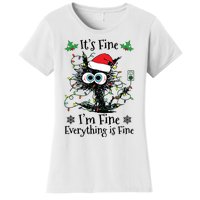 Its Fine Im Fine Everything Is Fine Cat Christmas Lights Women's T-Shirt