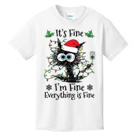 Its Fine Im Fine Everything Is Fine Cat Christmas Lights Kids T-Shirt