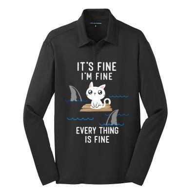 It´s Fine I Am Fine Everything Is Fine Funny Cat Gift Silk Touch Performance Long Sleeve Polo