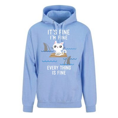 It´s Fine I Am Fine Everything Is Fine Funny Cat Gift Unisex Surf Hoodie