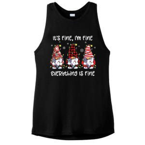 Its Fine Im Fine Everything Is Fine Gnome Christmas Lights Ladies PosiCharge Tri-Blend Wicking Tank