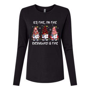 Its Fine Im Fine Everything Is Fine Gnome Christmas Lights Womens Cotton Relaxed Long Sleeve T-Shirt