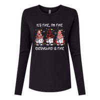 Its Fine Im Fine Everything Is Fine Gnome Christmas Lights Womens Cotton Relaxed Long Sleeve T-Shirt