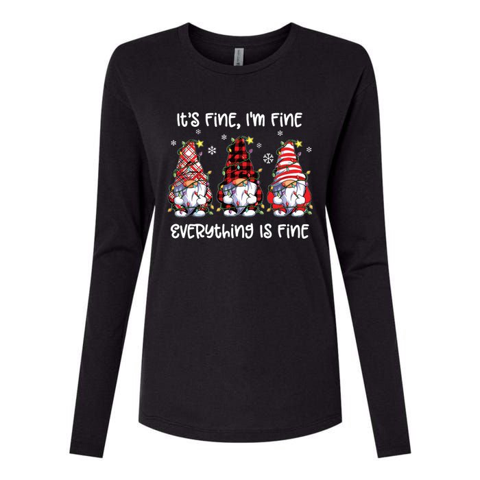 Its Fine Im Fine Everything Is Fine Gnome Christmas Lights Womens Cotton Relaxed Long Sleeve T-Shirt